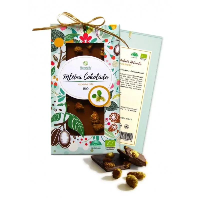 BIO Mléčná Čokoláda Naturalis s moruší bílou - 80g BIO Mléčná Čokoláda Naturalis s moruší bílou - 80g