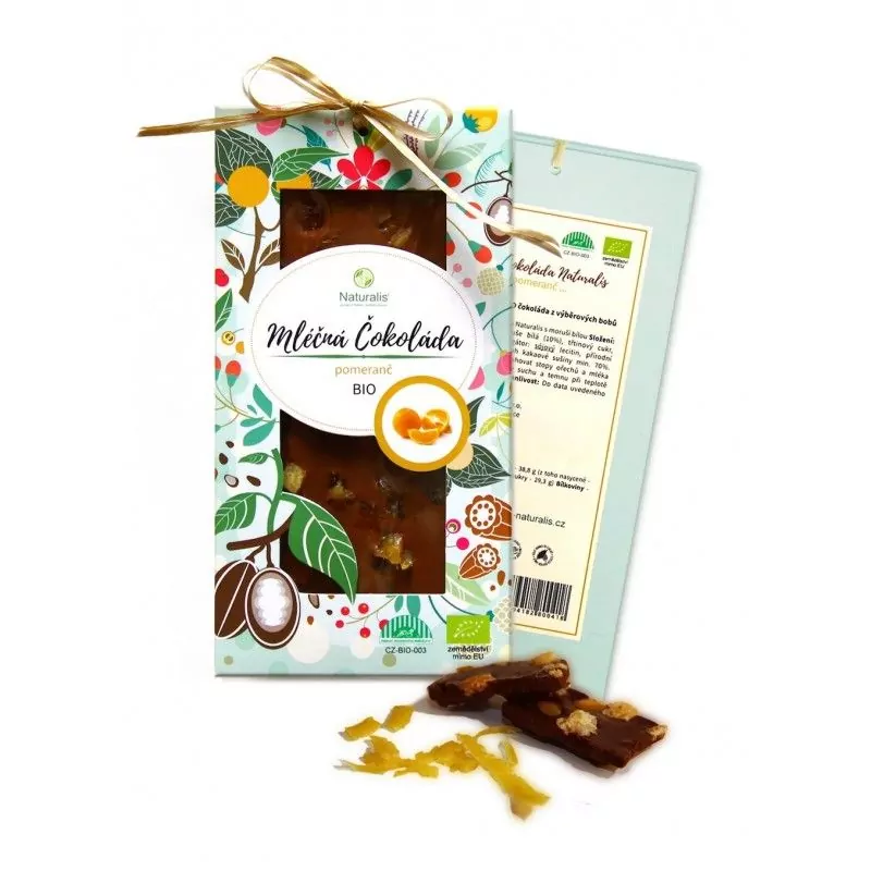 BIO Mléčná Čokoláda Naturalis s pomerančem - 80g BIO Mléčná Čokoláda Naturalis s pomerančem - 80g