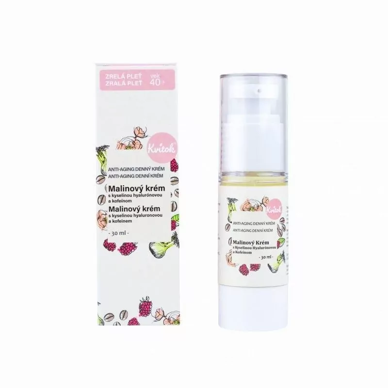 Denní malinový krém s vitaminem E a kofeinem Kvitok - 30 ml Denní malinový krém s vitaminem E a kofeinem Kvitok - 30 ml