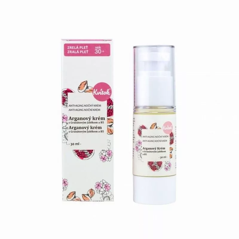 Noční arganový krém zpomalující stárnutí pleti pro zralou pleť Kvitok - 30 ml Noční arganový krém zpomalující stárnutí pleti pro zralou pleť Kvitok - 30 ml