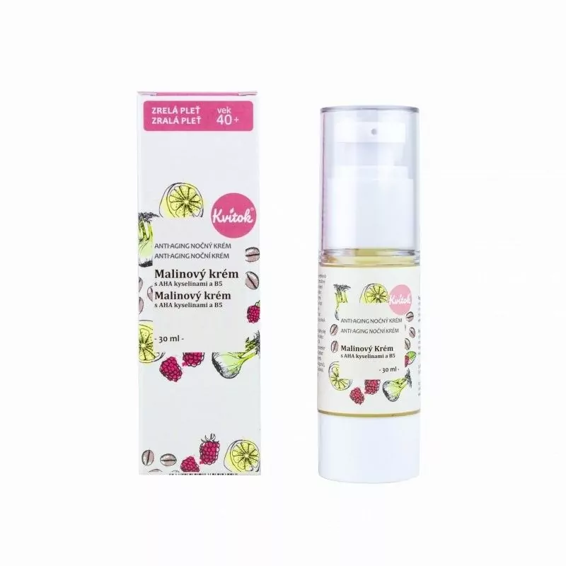 Noční malinový hydratační krém pro zralou pleť 40+ Kvitok - 30 ml Noční malinový hydratační krém pro zralou pleť 40+ Kvitok - 30 ml