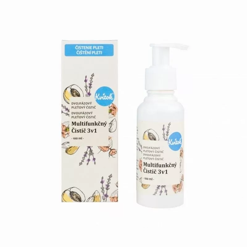 Dvojfázový multifunkčný čistič 3v1 odstraňujúci make-up Kvitok - 100 ml Dvojfázový multifunkčný čistič 3v1 odstraňujúci make-up Kvitok - 100 ml