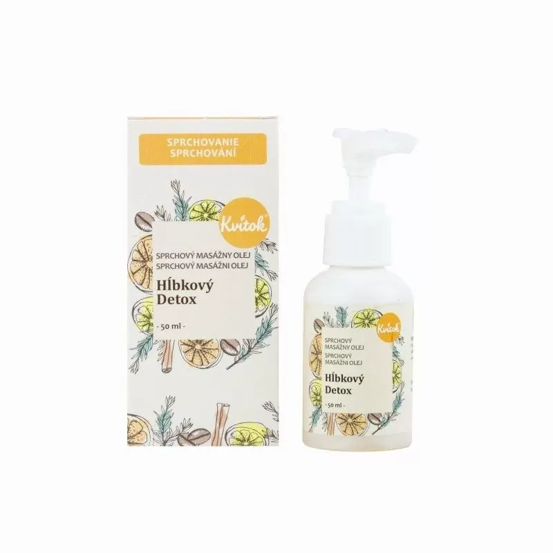 Sprchový masážní olej proti celulitidě "Hloubkový detox" Kvitok - 50 ml Sprchový masážní olej proti celulitidě "Hloubkový detox" Kvitok - 50 ml