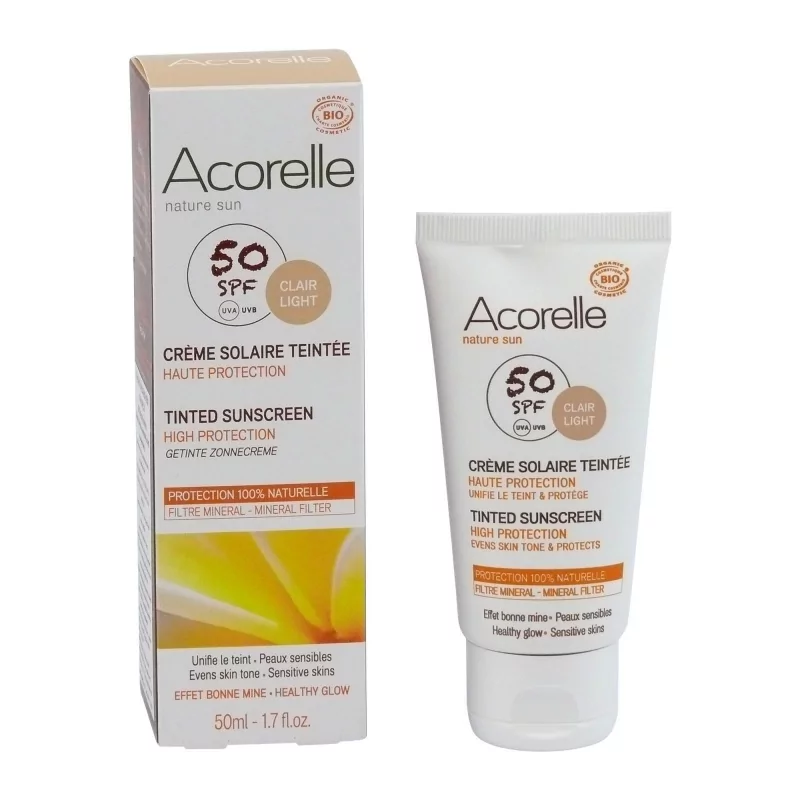 Tónovací opalovací krém na obličej SPF 50 clair light Acorelle - 50 ml Tónovací opalovací krém na obličej SPF 50 clair light Acorelle - 50 ml