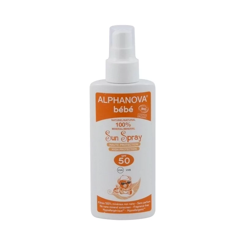 Bébé Opalovací mléko ve spreji pro miminka SPF 50 Alphanova - 125 ml Bébé Opalovací mléko ve spreji pro miminka SPF 50 Alphanova - 125 ml