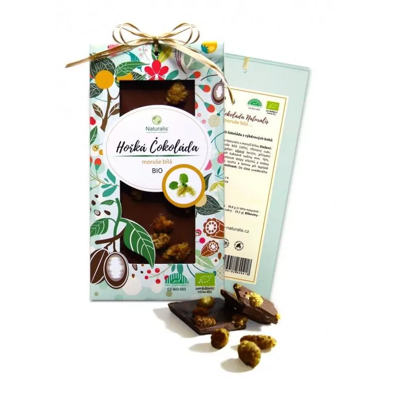 BIO Hořká Čokoláda Naturalis s moruší bílou - 80g BIO Hořká Čokoláda Naturalis s moruší bílou - 80g