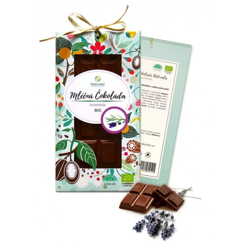 BIO Mléčná Čokoláda Naturalis s levandulí - 80g BIO Mléčná Čokoláda Naturalis s levandulí - 80g