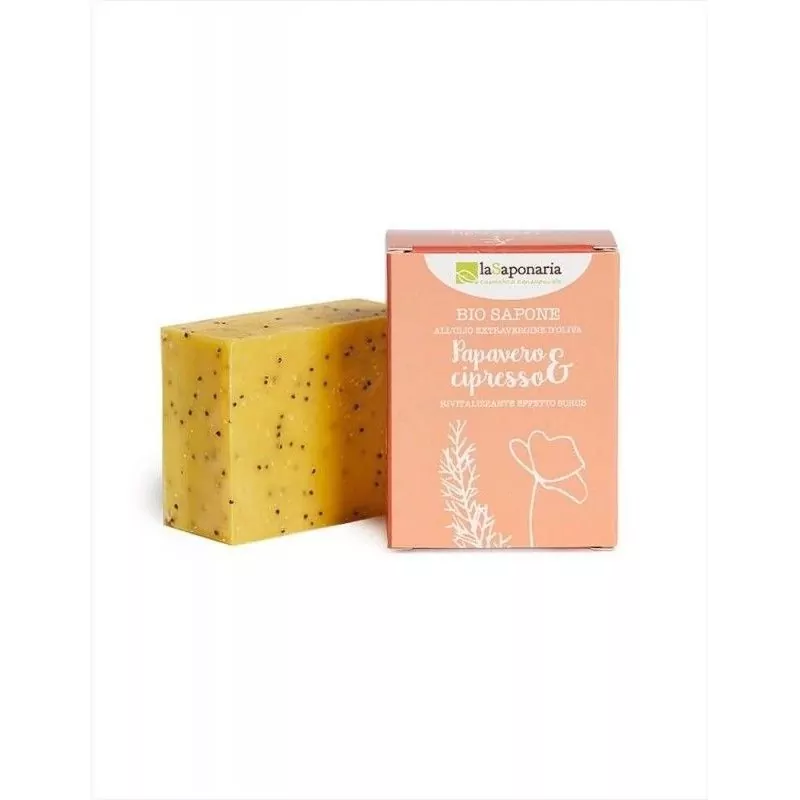 Tuhé olivové mydlo s makom a cyprusom BIO laSaponaria - 100 g Tuhé olivové mydlo s makom a cyprusom BIO laSaponaria - 100 g