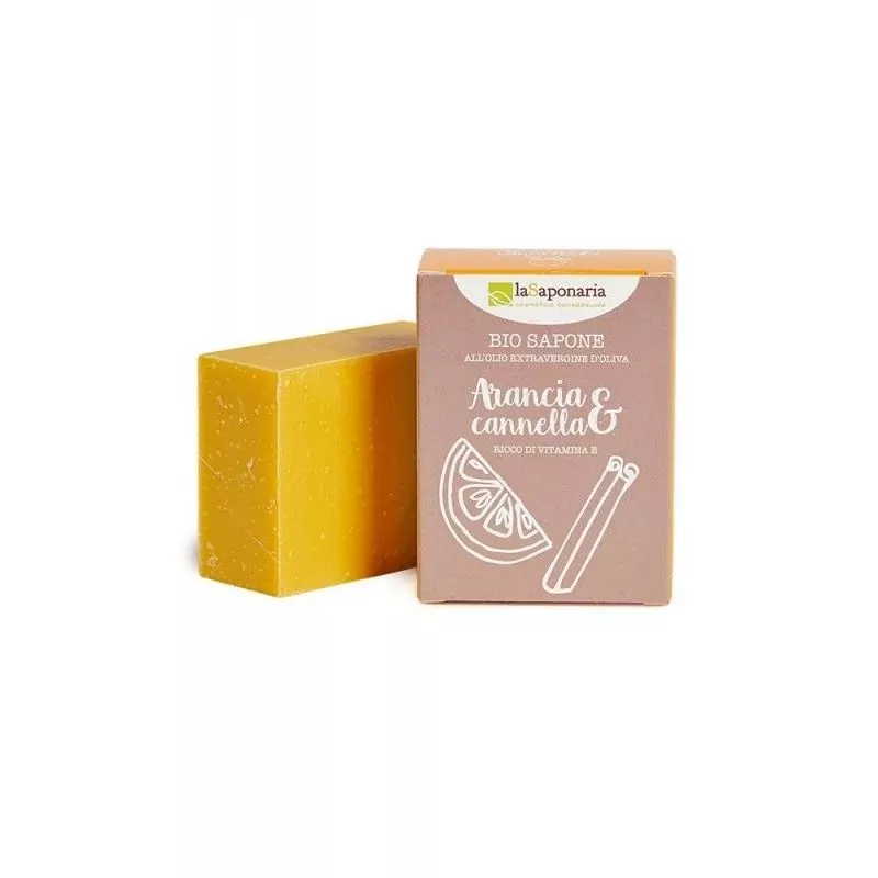Tuhé olivové mydlo s pomarančom a škoricou BIO laSaponaria - 100 g Tuhé olivové mydlo s pomarančom a škoricou BIO laSaponaria - 100 g