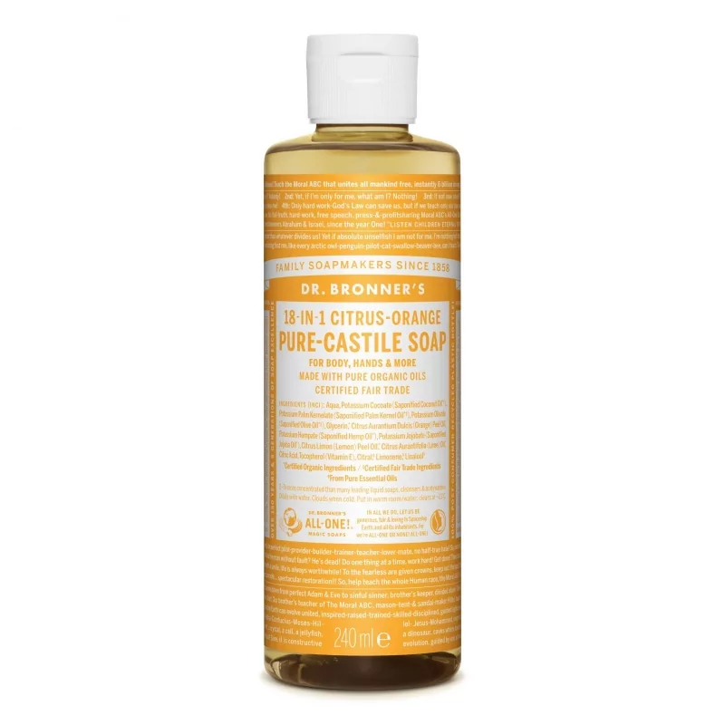Tekuté universální mýdlo All - One! (Citrus - Orange) Dr. Bronner's - 240 ml Tekuté universální mýdlo All - One! (Citrus - Orange) Dr. Bronner's - 240 ml