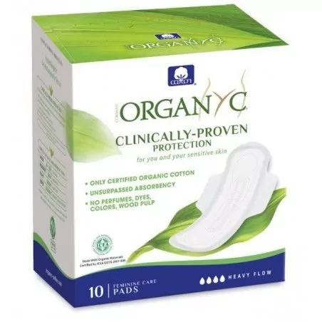 Nočné vložky s krídelkami z biobavlny Heavy" Organyc - 10 ks"
