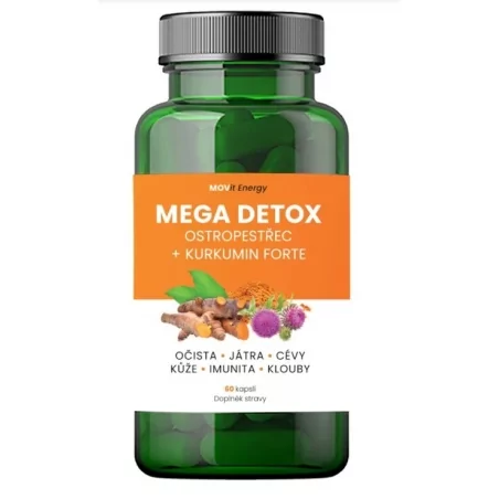 MOVit Mega Detox Ostropestřec + Kurkumin FORTE, MOVit Energy - 60 kapslí