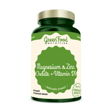 Nutrition Hořčík a Zinek Cheláty + Vitamín D3 GreenFood - 90 kapslí