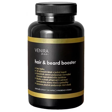 Hair & beard booster pro muže 40 denní kůra Venira - 80 kapslí
