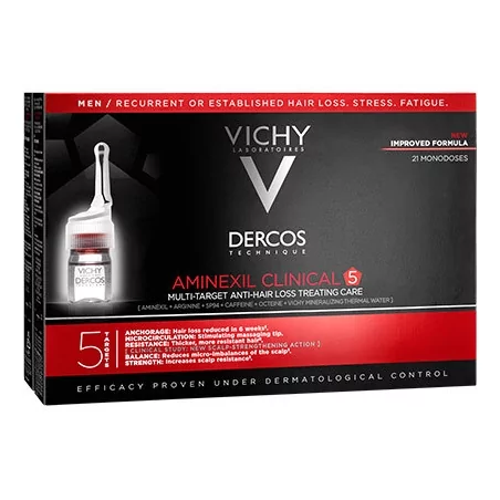 Multiúčelová kúra proti vypadávání vlasů pro muže Dercos Aminexil Clinical 5 Vichy - 21 x 6 ml