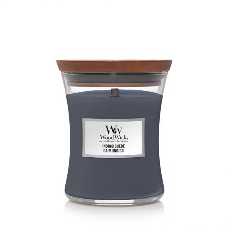 Vonná svíčka váza střední Indigo Suede WoodWick - 275 g
