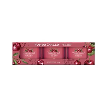 Sada votivních svíček ve skle Black Cherry Yankee Candle - 3 x 37 g