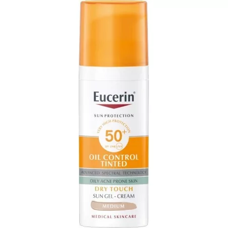 Ochranný tónovací a matující gelový krém na obličej SPF 50+ Sun (Oil Control Tinted Sun Gel-Cream) Eucerin / Odstín: Light - 50 