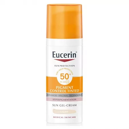 Ochranný tónovací gelový krém na obličej SPF 50+ Pigment Control Tinted (Sun Gel-Cream) Eucerin / Odstín: Light - 50 ml