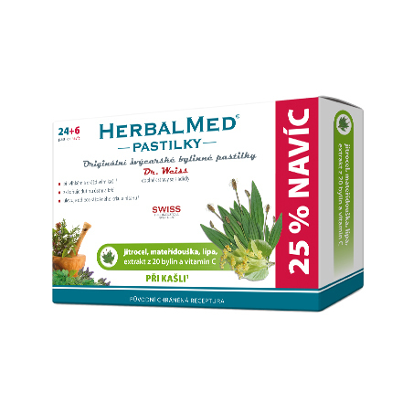 HerbalMed pastilky Dr. Weiss při kašli 24 pastilek + 6 pastilek ZDARMA Simply You