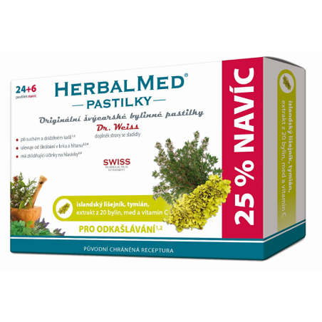 HerbalMed pastilky Dr. Weiss pro odkašlávání 24 pastilek + 6 pastilek ZDARMA Simply You
