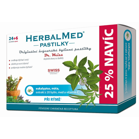 HerbalMed pastilky Dr. Weiss při rýmě 24 pastilek + 6 pastilek ZDARMA Simply You