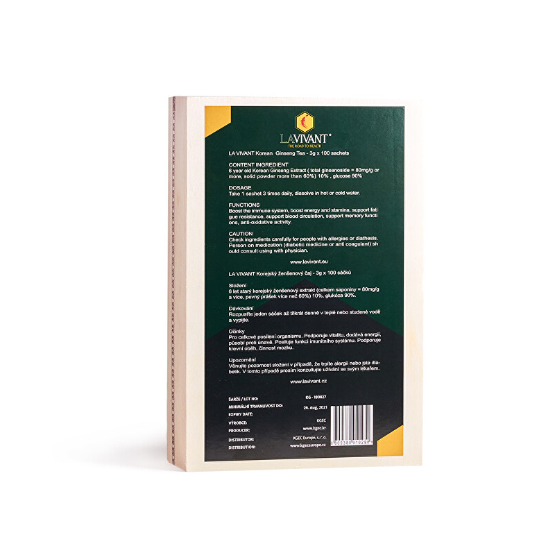 Ženšenový granulovaný čaj v dřevěné krabičce Lavivant - 100 ks