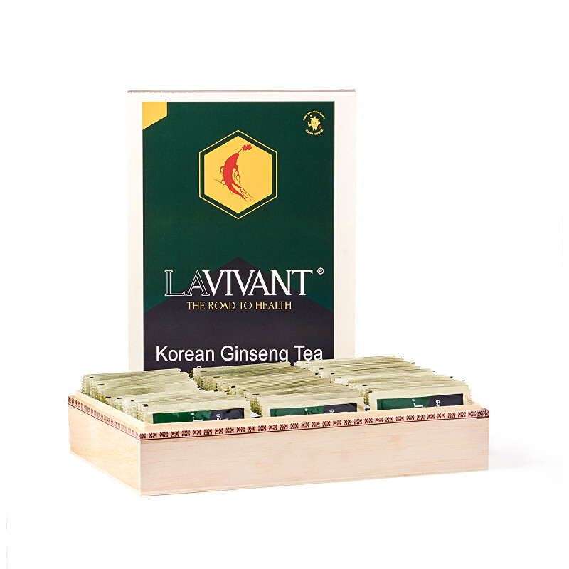 Ženšenový granulovaný čaj v dřevěné krabičce Lavivant - 100 ks