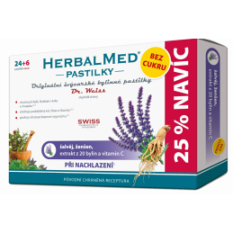 HerbalMed pastilky Dr. Weiss při nachlazení bez cukru 24 pastilek + 6 pastilek ZDARMA Simply You