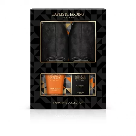 Dárková sada s bačkorami Černý pepř & Ženšen Baylis & Harding - 3 ks
