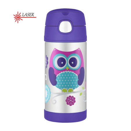 FUNtainer Dětská termoska s brčkem / sova Thermos - 355 ml