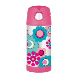 FUNtainer Dětská termoska s brčkem / květy Thermos - 355 ml