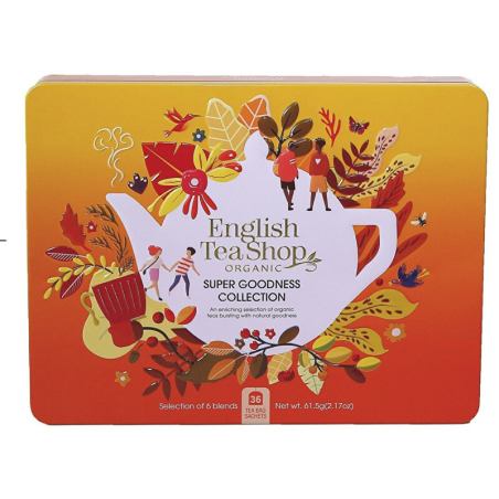 Dárková sada Super goodness oranžová BIO v plechové kazetě English Tea Shop - 36 sáčků