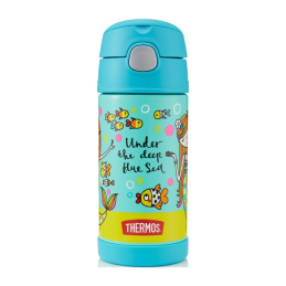 FUNtainer Dětská termoska s brčkem – mořská panna Thermos - 355 ml