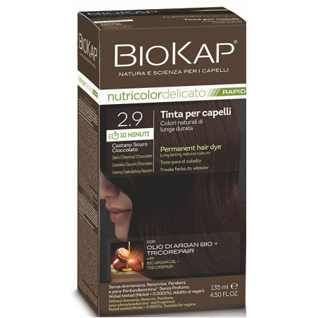 BIOKAP DELICATO RAPID barva na vlasy / 2.9 Tmavě čokoládově kaštanová Biokap - 135 ml