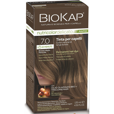 BIOKAP DELICATO RAPID barva na vlasy / 7.0 Střední blond přírodní Biokap - 135 ml