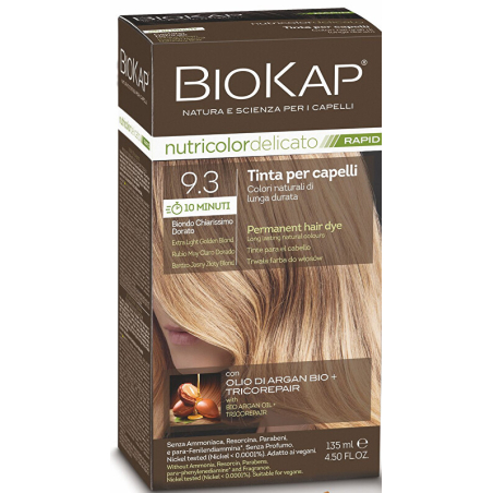 BIOKAP DELICATO RAPID barva na vlasy / 9.3 Světlá zlatá blond Biokap - 135 ml