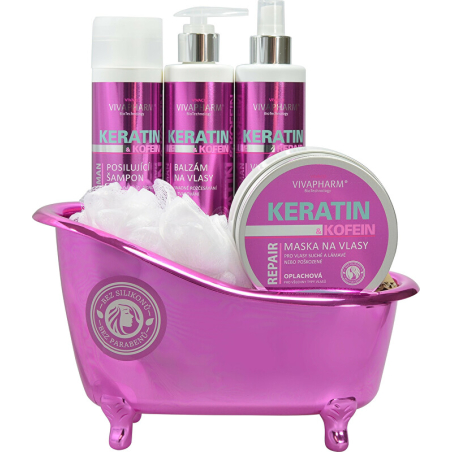 Dárkové balení Keratin v dekorativní vaničce Vivaco