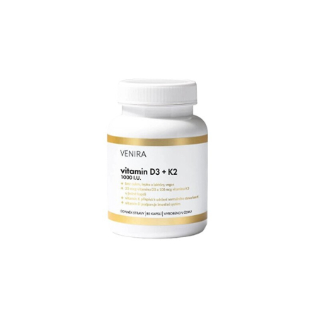 Vitamin D3 + K2 Venira - 80 kapslí