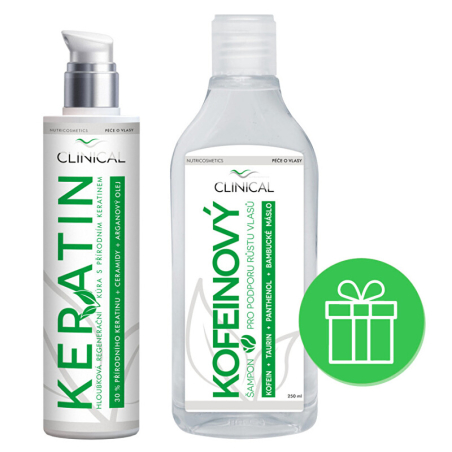 Keratin kúra 100 ml + kofeinový šampon Clinical - 250 ml