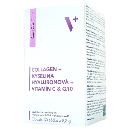Collagen + kyselina Hyaluronová + vitamín C + Q10 30 sáčků x 8. Clinical - 8 g