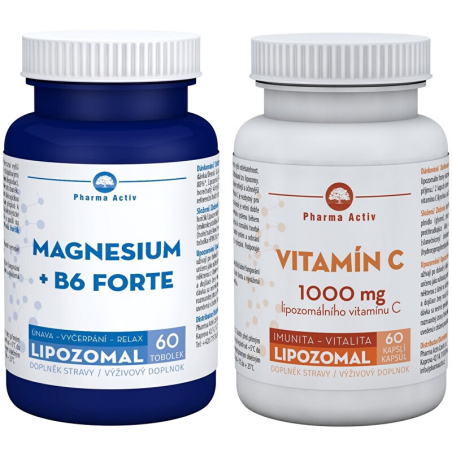 Lipozomal Vitamín C 1000 mg 60 kapslí + Lipozomal Magnesium + B6 forte Pharma Activ - 60 tobolek