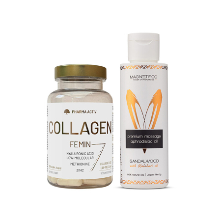 Collagen Femin 90 tobolek + Masážní olej Sandalwood Pharma Activ - 100 ml