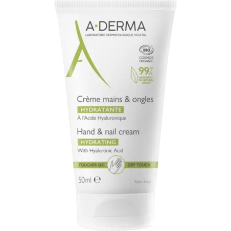 Krém na ruce a nehty s kyselinou hyaluronovou (Hydrating Hand & Nail Cream) A-DERMA - 50 ml