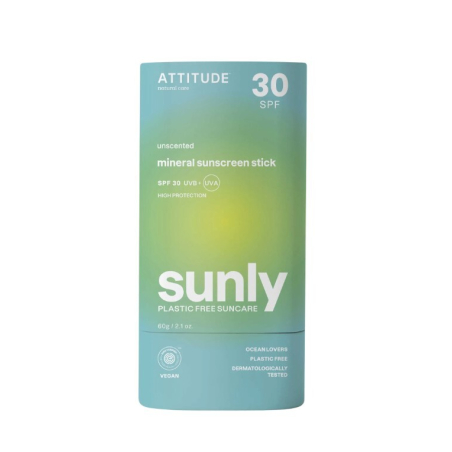 Minerální ochranná tyčinka na tělo bez parfemace SPF 30 Sunly (Mineral Sunscreen Stick) Attitude - 60 g