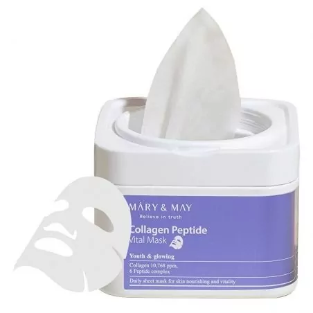 Zpevňující pleťová maska Collagen Peptide (Vital Mask) MARY & MAY - 30 ks