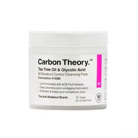 Čisticí pleťové tamponky Tea Tree Oil & Glycolic Acid Breakout Control (Cleansing Pads) Carbon Theory - 60 ks