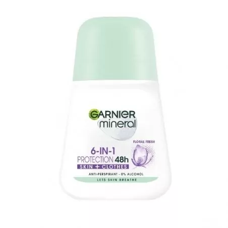 Minerální antiperspirant Protection Floral Fresh 48h Roll-on pro ženy Garnier - 50 ml