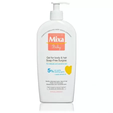 Extra vyživující mycí Baby gel na tělo a vlásky 5% Mixa - 400 ml