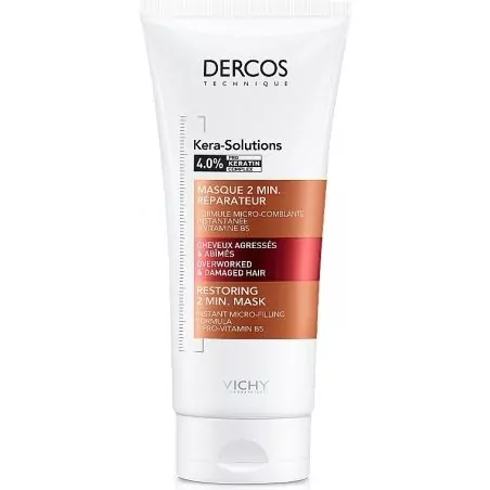 Maska pro obnovu poškozených vlasů Derkos Kera-Solutions (Restoring 2 Min Mask) Vichy - 200 ml